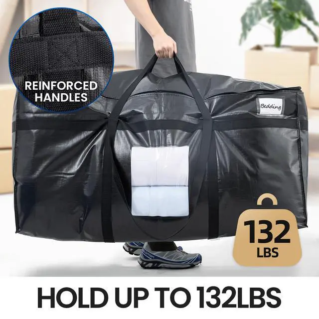 Alt view image 2 of 7 - Gallon Extra Large Storage Bags, XXL Black Heavy Duty Moving Bags For Storage with Visible Window, Wrap Around Handles, Totes for Space Saving, Alternative to Moving Boxes