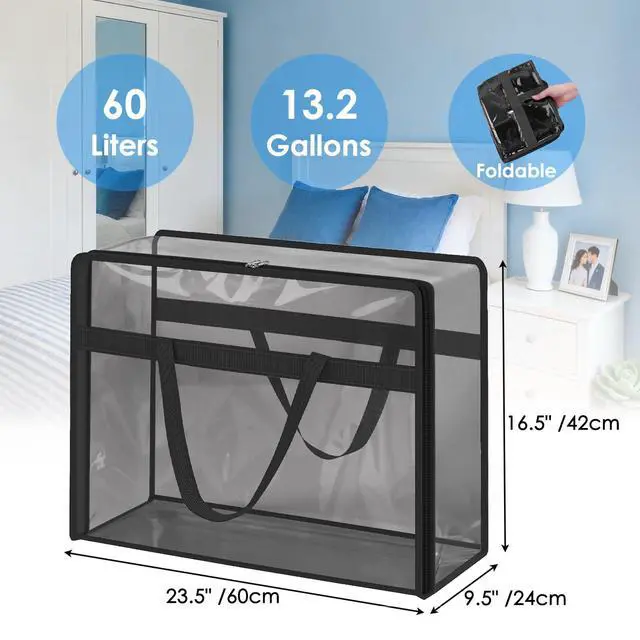 Alt view image 2 of 7 - Blanket Storage Bags 4 Pack 60L Clothes Comforter Bedding Container Black