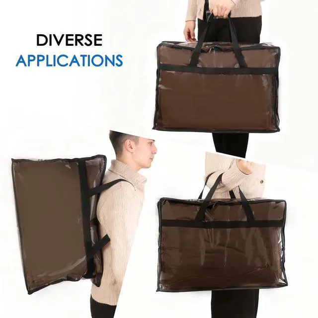 Alt view image 5 of 7 - Blanket Storage Bags 4 Pack 60L Clothes Comforter Bedding Container Black