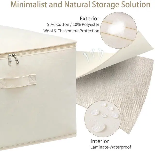 Alt view image 3 of 7 - 3 Pack Canvas Comforter & Blanket Storage Bags with Clear Window, Beige