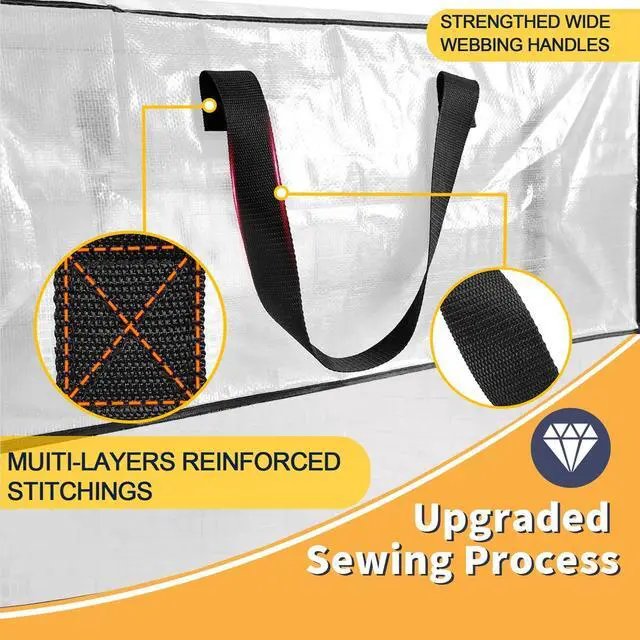 Alt view image 5 of 7 - Heavy Duty Extra Large Clear Moving Bags with Strong Zipper Handles