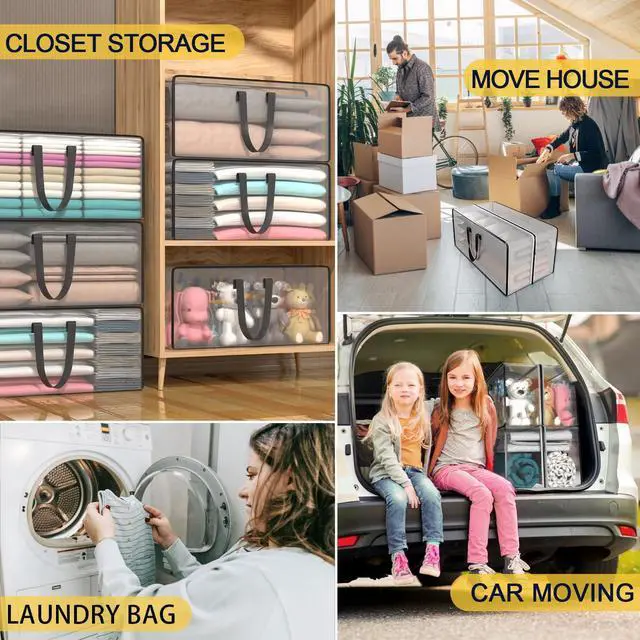 Alt view image 7 of 7 - Heavy Duty Extra Large Clear Moving Bags with Strong Zipper Handles
