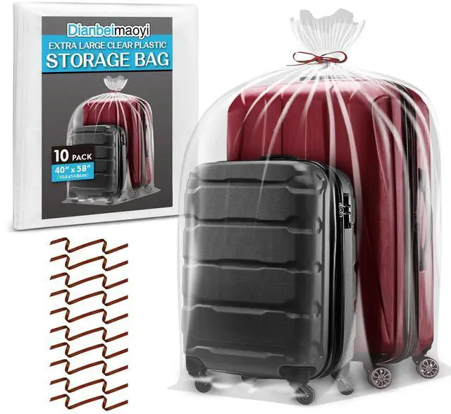 Main image of 10 Pack 40 x 58 Extra Large Clear Plastic Storage Bags for Luggage Cover