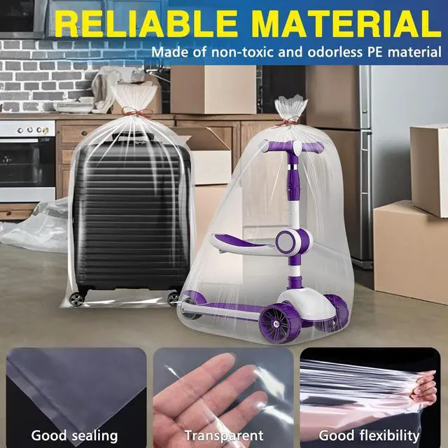 Alt view image 3 of 6 - 10 Pack 40 x 58 Extra Large Clear Plastic Storage Bags for Luggage Cover