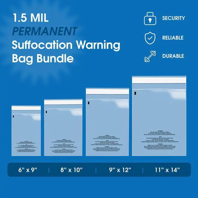Alt view image 2 of 7 - Poly Bag Bundle Combo Pack of 400-6X9, 8X10, 9X12, 11X14 Self Seal