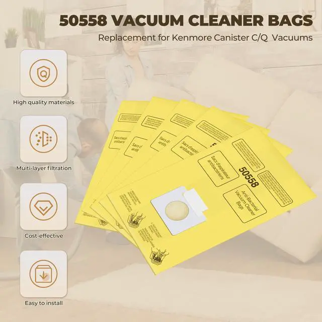 Alt view image 5 of 5 - Vacuum Bags Replacement for Kenmore Canister C/Q 5055 50555 50557 50558 and Pana·sonic Type C-5 C-18 Vacuums - Premium Vacuum Cleaner Dust Bag