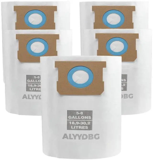 Main image of Universal 2-1/2" Port 5-8 Gallon Vac Bags, Type E 90661 9066166, Type H 90671 9067133; VF2004, VHBS VDBS High- Efficiency Disposable Vacuum Collection Filter Bags. 5 Pack