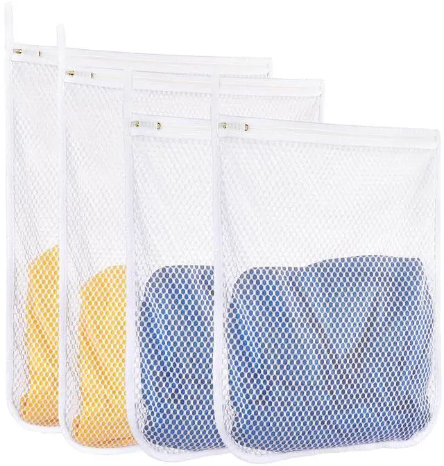 Main image of Honeycomb Mesh Laundry Bags 4 Pack (2L+2M), Durable Washing Bags with Auto-Lock Zippers, Heavy Duty Mesh Wash Bags for Delicates, Lingerie, Bra, Sock, Travel Storage Organizer