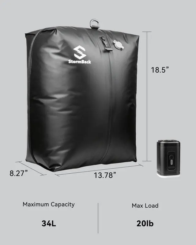 Alt view image 7 of 7 - Vacuum Bags for Travel, Compression Bags with Pump, Reusable IP67 Waterproof Vacuum Seal Packing Cubes for Carry On Suitcase and Backpack (1PC + Pump + Shoulder Strap)