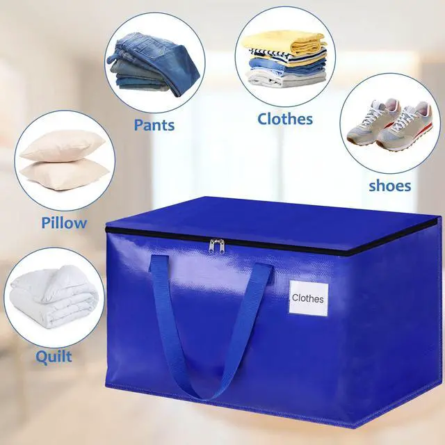Alt view image 4 of 7 - Moving Bags, Storage Bags with Sturdy Handles and Heavy Duty Zippers, Storage Totes for Space Saving, Moving & Storage, Collapsible Moving Supplies(125L, 10-Pack, Blue)