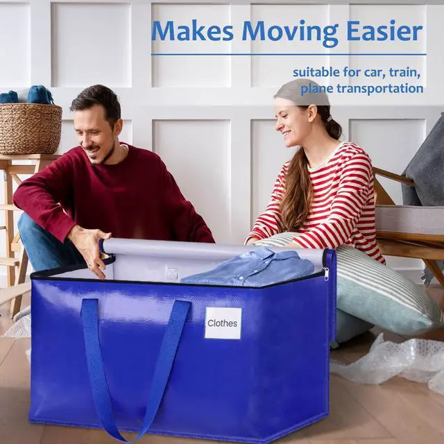 Alt view image 5 of 7 - Moving Bags, Storage Bags with Sturdy Handles and Heavy Duty Zippers, Storage Totes for Space Saving, Moving & Storage, Collapsible Moving Supplies(125L, 10-Pack, Blue)