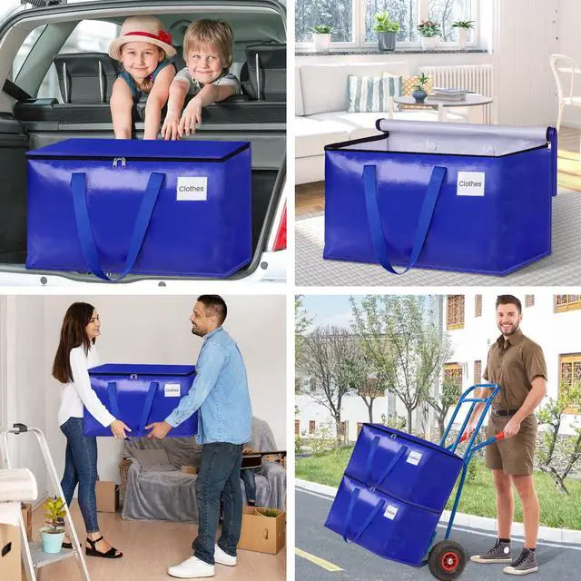 Alt view image 7 of 7 - Moving Bags, Storage Bags with Sturdy Handles and Heavy Duty Zippers, Storage Totes for Space Saving, Moving & Storage, Collapsible Moving Supplies(125L, 10-Pack, Blue)