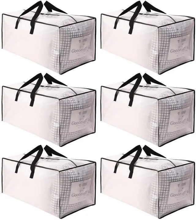 Main image of Extra Large Moving Bags with Strong Zippers & Carrying Handles, Heavy Duty Storage Tote for Space Saving Moving Storage, Fold Flat, Alternative to Moving Box, Semi-Transparent