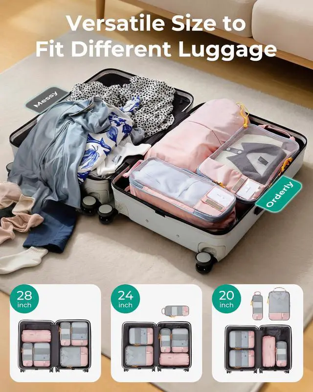 Alt view image 5 of 6 - Compression Packing Cubes for Travel, Lightweight Luggage Organizer Bags, Durable Space Saver Bags Travel Essentials, 6 Set