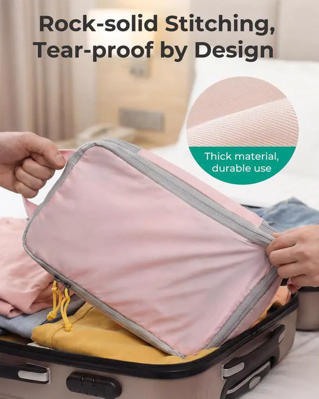 Alt view image 6 of 6 - Compression Packing Cubes for Travel, Lightweight Luggage Organizer Bags, Durable Space Saver Bags Travel Essentials, 6 Set