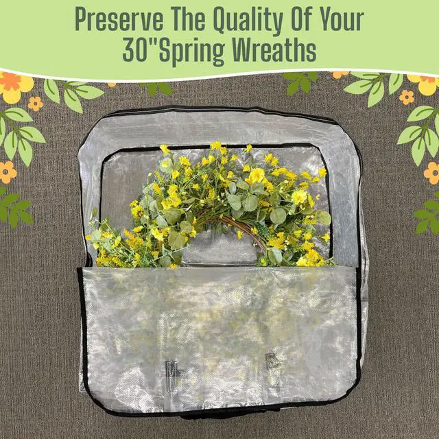 Alt view image 6 of 6 - Summer Wreath Storage Bag, Spring, Christmas Decoration Garland Container, 30 Inch Clear Door Wreath Organizers, Moving Boxes, Packing Supplies for College (Square - 5 Pack)