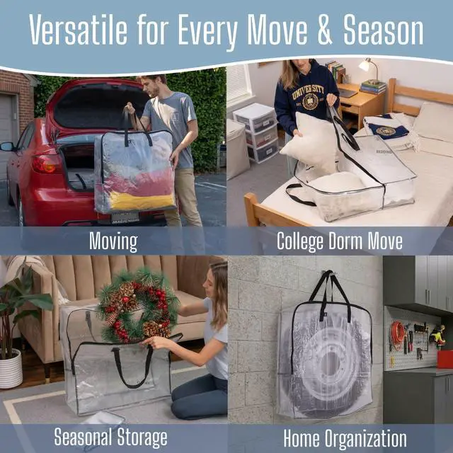 Alt view image 5 of 6 - Summer Wreath Storage Bag, Spring, Christmas Decoration Garland Container, 30 Inch Clear Door Wreath Organizers, Moving Boxes, Packing Supplies for College (Square - 5 Pack)