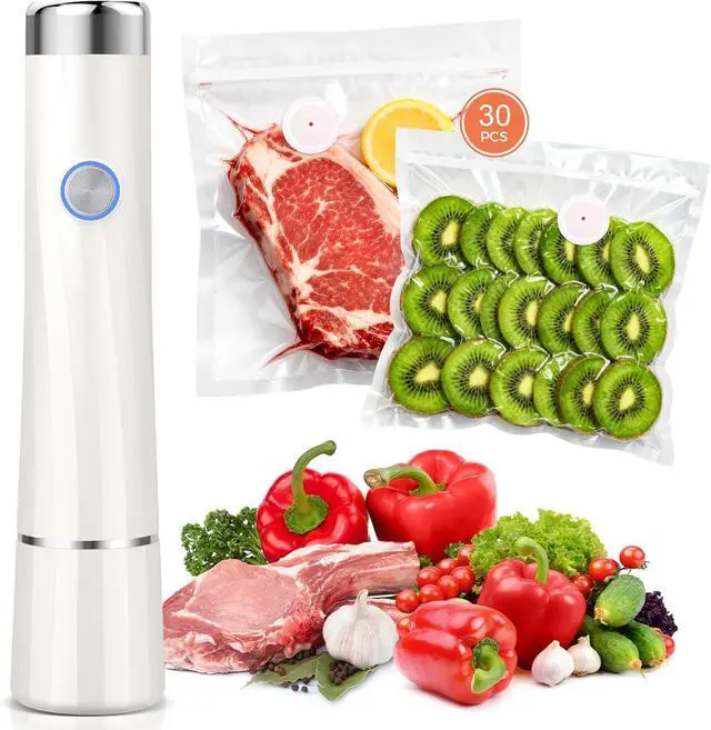 Main image of Vacuum Sealer for Food with 30 Reusable Vacuum Bags, Compact Handheld Vacuum Sealer Machine for Meal Prep, Leftovers, Freezer Storage, and Fresh Food Preservation