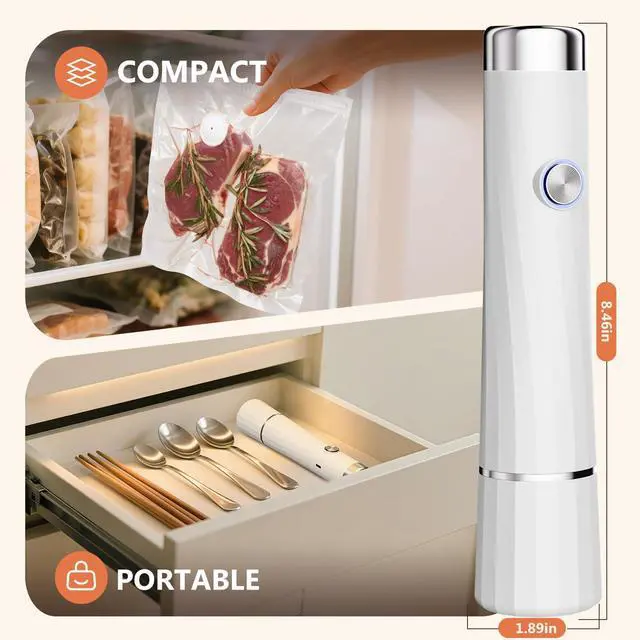 Alt view image 5 of 7 - Vacuum Sealer for Food with 30 Reusable Vacuum Bags, Compact Handheld Vacuum Sealer Machine for Meal Prep, Leftovers, Freezer Storage, and Fresh Food Preservation