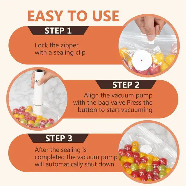 Alt view image 4 of 7 - Vacuum Sealer for Food with 30 Reusable Vacuum Bags, Compact Handheld Vacuum Sealer Machine for Meal Prep, Leftovers, Freezer Storage, and Fresh Food Preservation