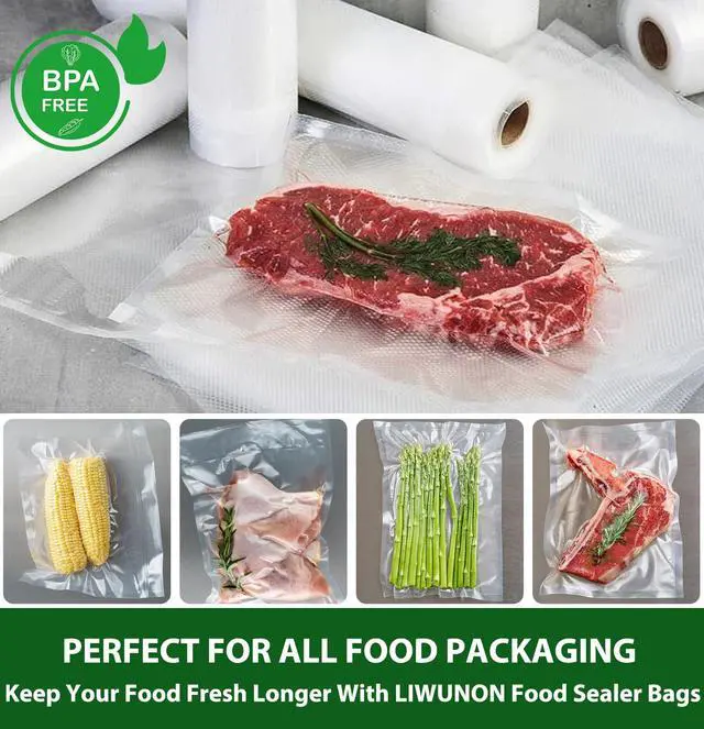 Alt view image 2 of 6 - Vacuum Sealer Bags Rolls 6 Pack, 3 Rolls 11" x 20' &3 Rolls 8" x 20', BPA-Free Commercial Grade Food Storage Rolls, Compatible with Most Vacuum Sealer Machines for Meal Prep, Freezer Storage&Sous Vide