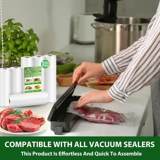 Alt view image 3 of 6 - Vacuum Sealer Bags Rolls 6 Pack, 3 Rolls 11" x 20' &3 Rolls 8" x 20', BPA-Free Commercial Grade Food Storage Rolls, Compatible with Most Vacuum Sealer Machines for Meal Prep, Freezer Storage&Sous Vide
