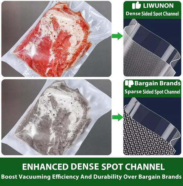 Alt view image 4 of 6 - Vacuum Sealer Bags Rolls 6 Pack, 3 Rolls 11" x 20' &3 Rolls 8" x 20', BPA-Free Commercial Grade Food Storage Rolls, Compatible with Most Vacuum Sealer Machines for Meal Prep, Freezer Storage&Sous Vide