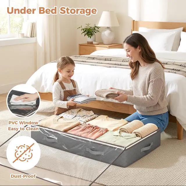 Alt view image 2 of 7 - Under Bed Storage Containers, 8 Pack Storage Bags Grey