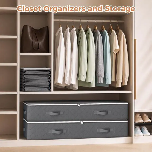 Alt view image 4 of 7 - Under Bed Storage Containers, 8 Pack Storage Bags Grey