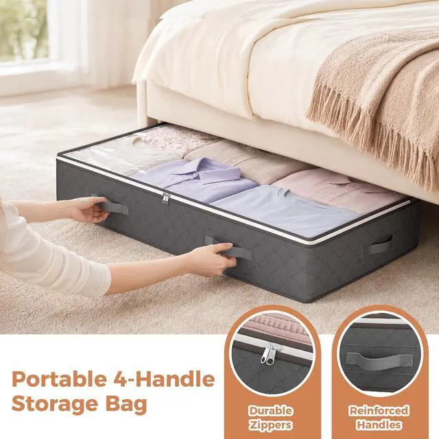 Alt view image 5 of 7 - Under Bed Storage Containers, 8 Pack Storage Bags Grey