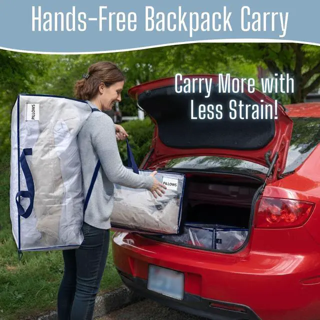 Alt view image 4 of 7 - Heavy Duty Moving Bags with Backpack Straps, Zippers & Handles, Extra Large Packing Bags for College Dorm Essentials, Moving Supplies Alternative to Cardboard Moving Boxes