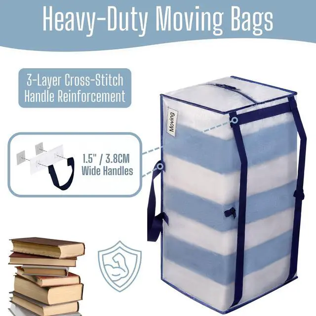 Alt view image 3 of 7 - Heavy Duty Moving Bags with Backpack Straps, Zippers & Handles, Extra Large Packing Bags for College Dorm Essentials, Moving Supplies Alternative to Cardboard Moving Boxes