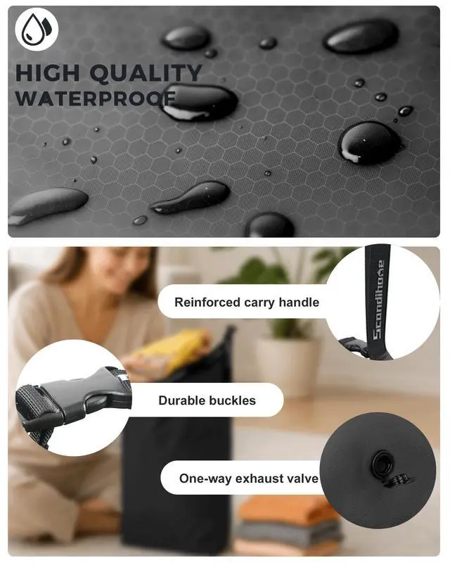 Alt view image 4 of 6 - Travel Laundry Bag, Pump-Free Vacuum Compression Dirty Clothes Bag, Small Reusable Waterproof & Washable Laundry Bag, Wet and Dry Bag, Ideal for Suitcases, Road Trip Essentials (1 Pack) Black