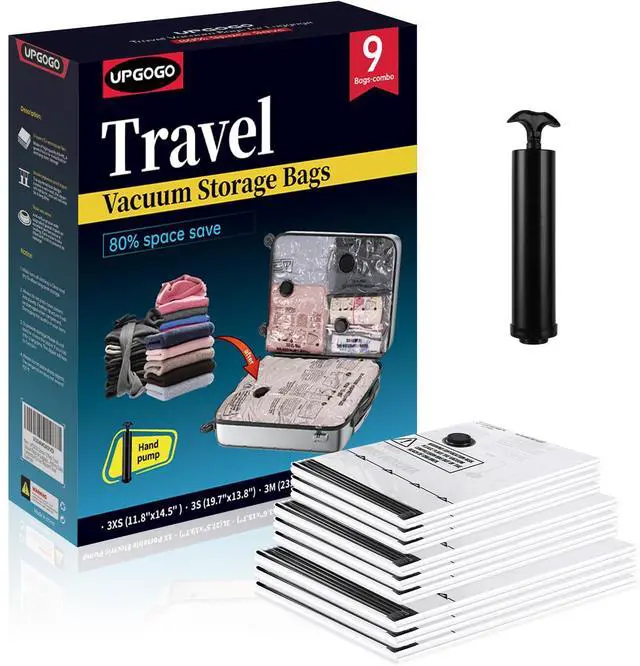 Main image of Travel Vacuum Bags for Luggage with Hand Pump,Vacuum Seal Bags for Clothing,Packing Cubes Compression,Cruise Ship and Travel Essentials(Combo 9 Pack)