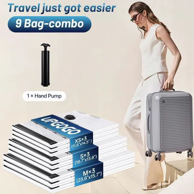 Alt view image 2 of 5 - Travel Vacuum Bags for Luggage with Hand Pump,Vacuum Seal Bags for Clothing,Packing Cubes Compression,Cruise Ship and Travel Essentials(Combo 9 Pack)