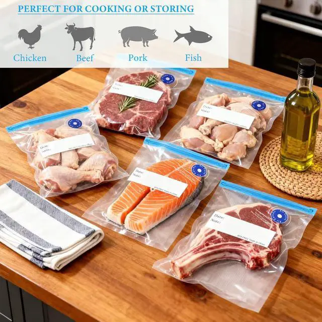 Alt view image 4 of 7 - 12.6x17.72in/32x45cm Extra Large Sous Vide Bags BPA Free Reusable Vacuum Sealer Bags Keep Food Fresh