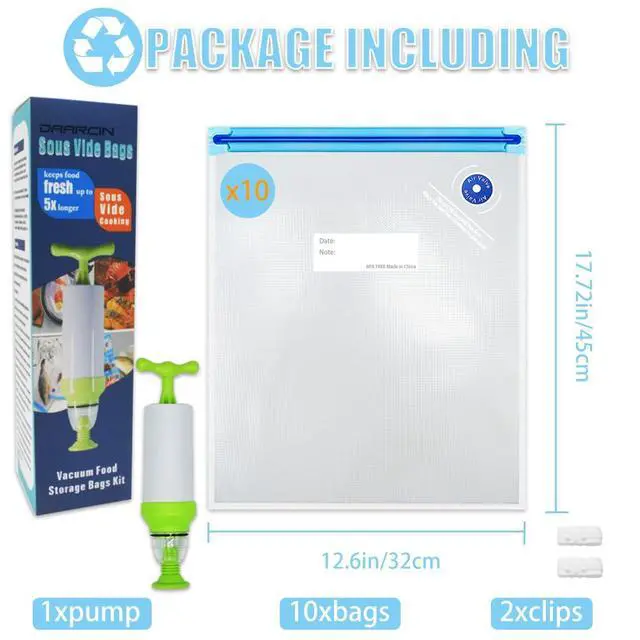 Alt view image 6 of 7 - 12.6x17.72in/32x45cm Extra Large Sous Vide Bags BPA Free Reusable Vacuum Sealer Bags Keep Food Fresh