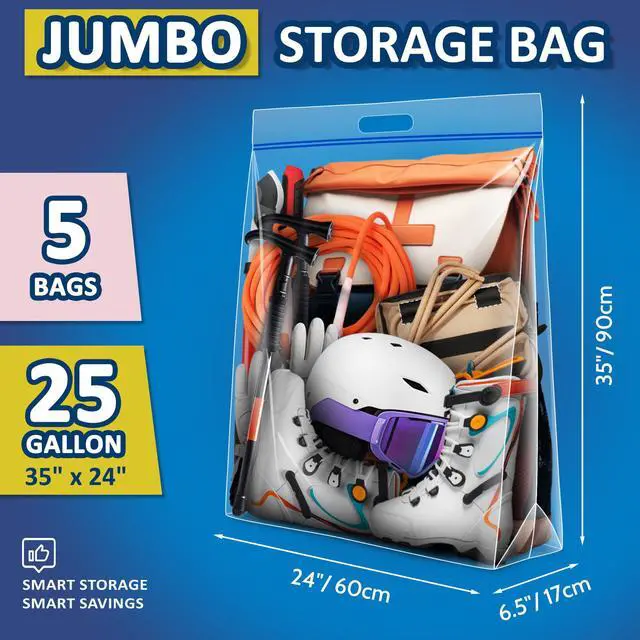 Alt view image 2 of 7 - 25 Gallon Extra Large Resealable Storage Bags with Zipper Top