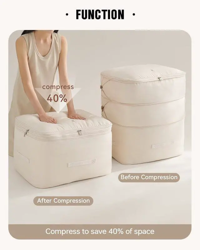 Alt view image 2 of 7 - Comforter Storage Bag Blanket Storage Bags, 136L Compression Bags for Blanket Comforter, Ultra Space Saving Self Compression Organizer