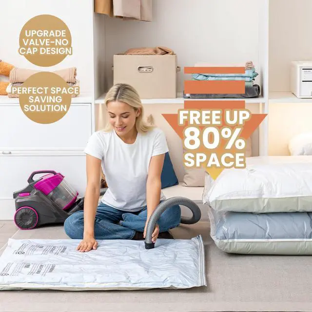 Alt view image 2 of 7 - Vacuum Storage Bags, Jumbo Size (31×40 inch), Vacuum Seal Bag for Clothing, Bulky Bedding, Comforter, Blankets, Pillows, Space Saver Packing