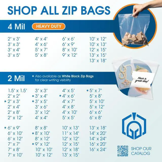 Alt view image 7 of 7 - 10 X 13 (100 Count) 4 Mil Thick Clear Reclosable Zip Plastic Poly Bags