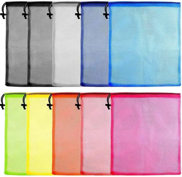 Main image of Mesh Drawstring Bag, Laundry Bag, Mesh Stuff Sack, Golf Ball Bag, Nylon Mesh Bag for Storage, Travel and Sports (Colorful, 13"x15.5")