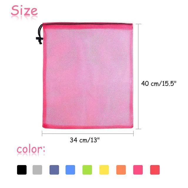 Alt view image 2 of 6 - Mesh Drawstring Bag, Laundry Bag, Mesh Stuff Sack, Golf Ball Bag, Nylon Mesh Bag for Storage, Travel and Sports (Colorful, 13"x15.5")