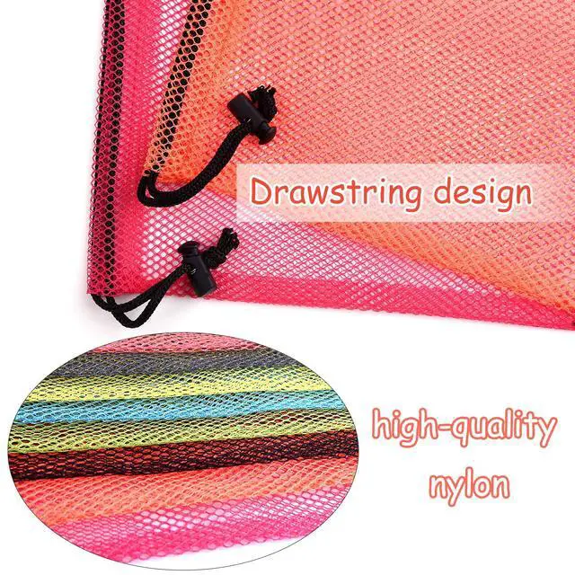 Alt view image 3 of 6 - Mesh Drawstring Bag, Laundry Bag, Mesh Stuff Sack, Golf Ball Bag, Nylon Mesh Bag for Storage, Travel and Sports (Colorful, 13"x15.5")