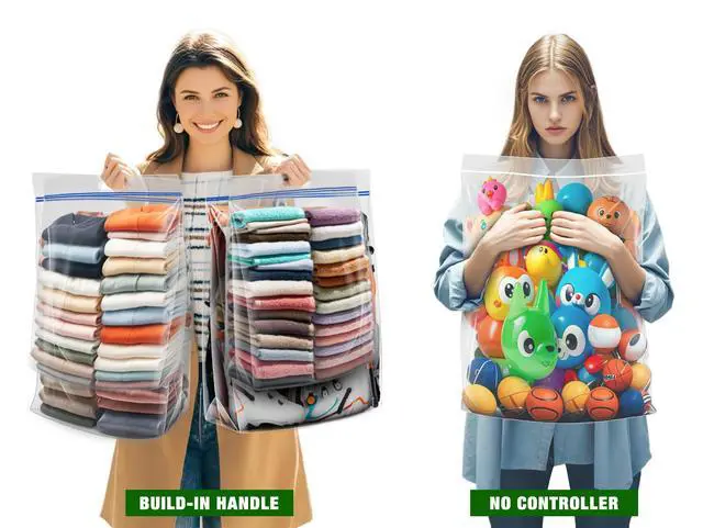 Alt view image 3 of 7 - 5 Pack 25 Gallon Jumbo Zipper Bags with Handles for Storage