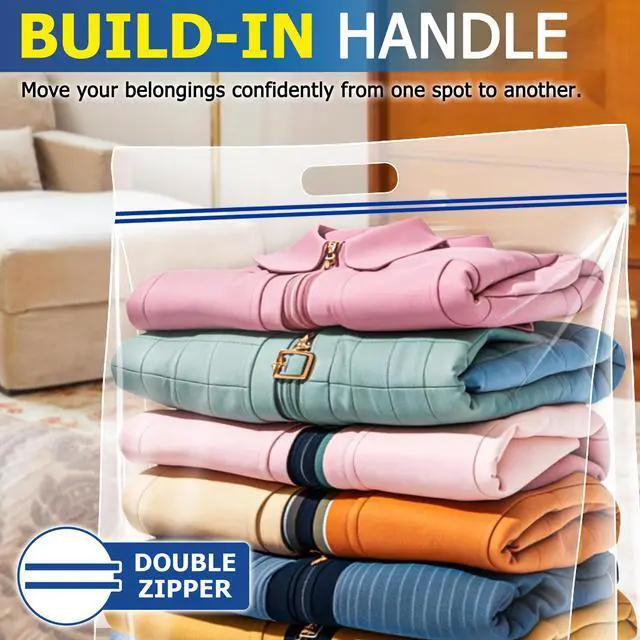 Alt view image 5 of 7 - 5 Pack 25 Gallon Jumbo Zipper Bags with Handles for Storage