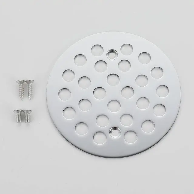Alt view image 3 of 4 - 4-1/4 Inch Screw-in Round Shower Drain Cover Replacement Floor Drainer Grate with Screws (Chrome)