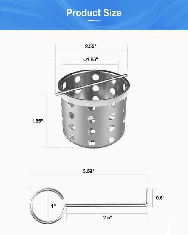 Alt view image 2 of 5 - Shower Drain Strainer with Lifting Hook for 2" Outlet Linear Shower Drain