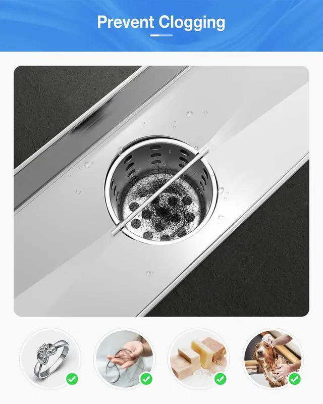 Alt view image 3 of 5 - Shower Drain Strainer with Lifting Hook for 2" Outlet Linear Shower Drain