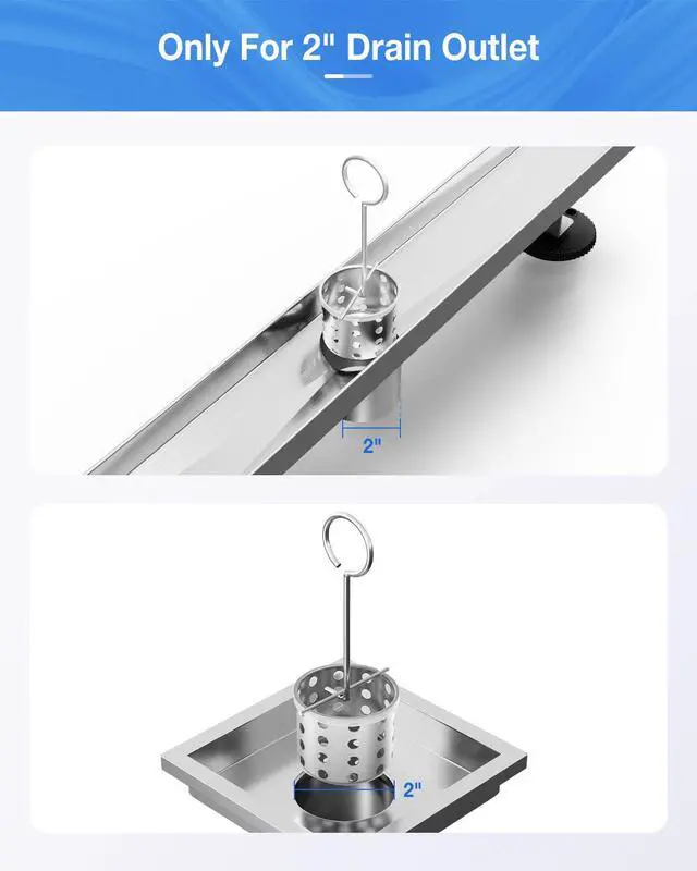 Alt view image 4 of 5 - Shower Drain Strainer with Lifting Hook for 2" Outlet Linear Shower Drain
